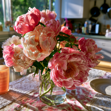 Pink Hawaiian Coral Peony (Paeonia lactiflora 'Pink Hawaiian Coral') in a One trade gallon pot
