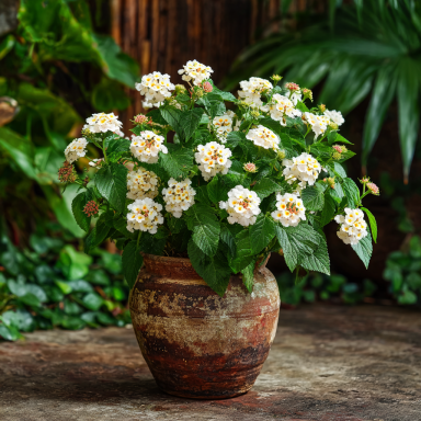 Bandana White Lantana Camara Flowers–Live Plants-Natural Mosquito Repellant Garden-Attract Humming