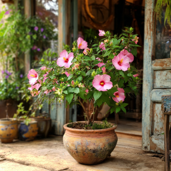Luna Pink Swirl Hibiscus Plant in a 3.5″ Pot