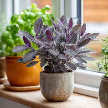 Purple Culinary Sage Starter Plant...3.5 inch pot. Cold Sensitive!! Smells delightful!!