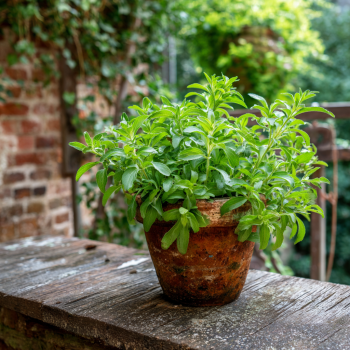 Stevia Plants, in 4 inch Pots– Heat and Cold sensitive. Be mindful of your temps when ordering.