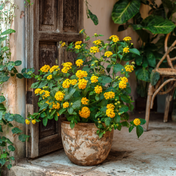 New Gold Lantana Camara Flowers Two 2 Live Plants-Natural Mosquito Repellant Garden -Attract Humming