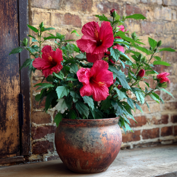 Luna Red Rosemallow Plant, in 4 inch cup