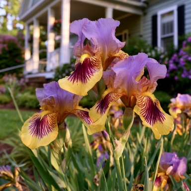3 Creative Art Reblooming Bearded Iris (Iris germanica / Arilbred cultivar)